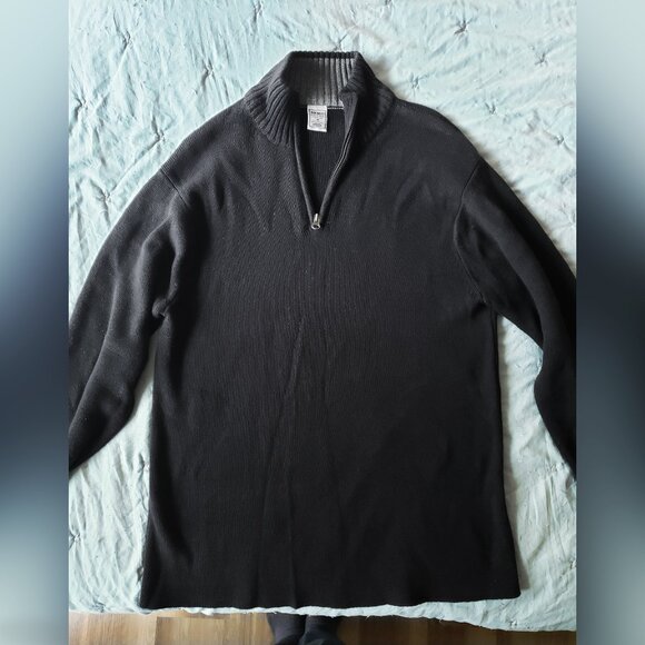 Old Navy Vintage 1/4 Zip Mock Neck Sweater (Black, M) Y2K - Picture 3 of 7